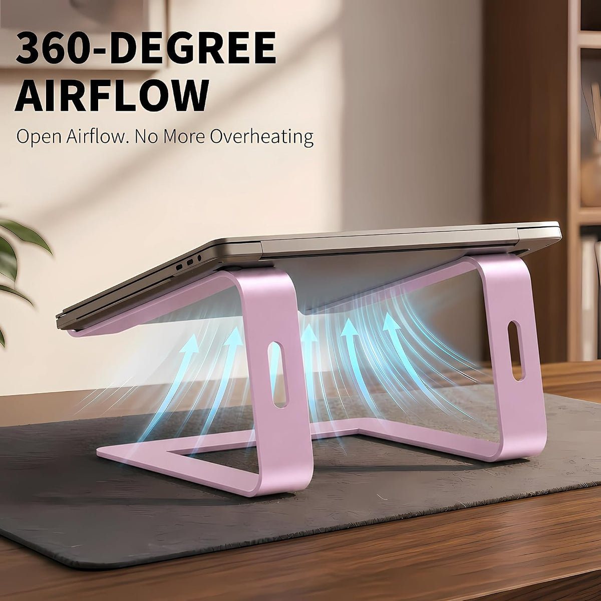 Ergonomic Laptop Stand, Aluminum Riser, 10-15.6",Pink