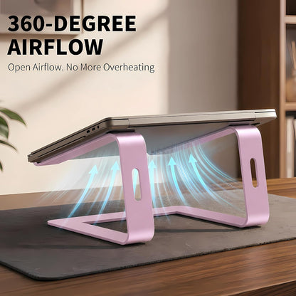 Ergonomic Laptop Stand, Aluminum Riser, 10-15.6",Pink