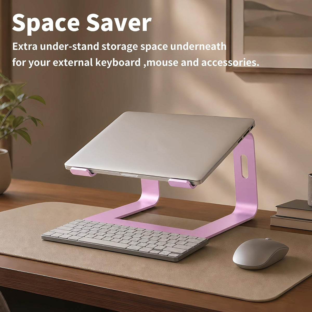 Ergonomic Laptop Stand, Aluminum Riser, 10-15.6",Pink