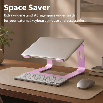 Ergonomic Laptop Stand, Aluminum Riser, 10-15.6",Pink