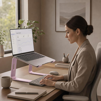 Ergonomic Laptop Stand, Aluminum Riser, 10-15.6",Pink