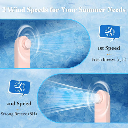 Portable Handheld Fan, 2 IN 1 Mini Hand Fan, Battery Operated [8-15 Working Hours], USB Rechargeable Personal Foldable Fan for Indoor, Small Pocket Fans Travel Essentials for Outdoor (Pink)