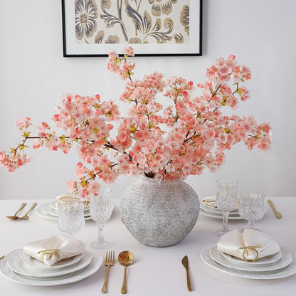 3Pcs Artificial Pink Cherry Blossom Branches 40" Fake Silk Cherry Blossoms Flowers with Long Stem for Wedding Decorations Table Centerpieces Vase Arrangement Home Decor (Pink)