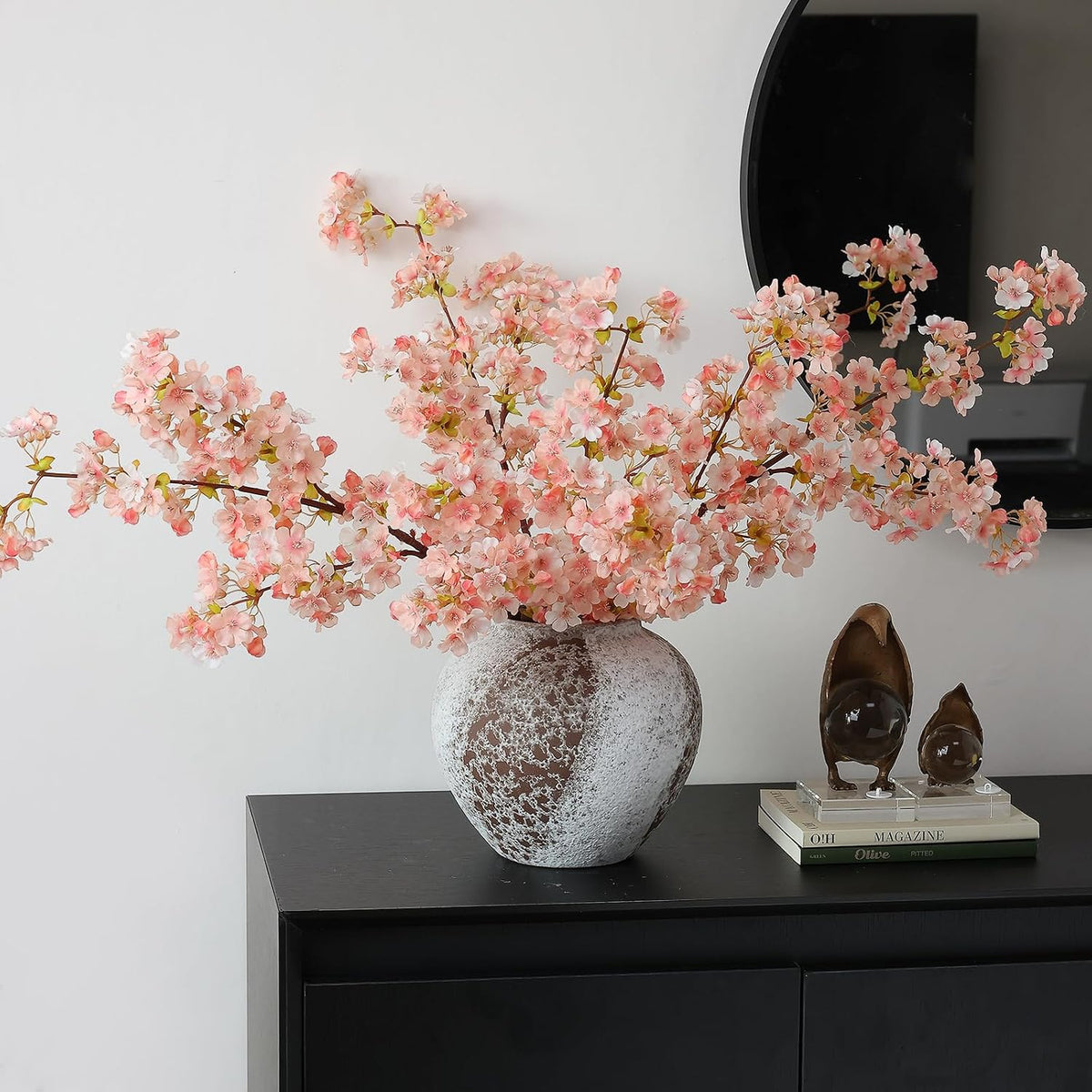3Pcs Artificial Pink Cherry Blossom Branches 40" Fake Silk Cherry Blossoms Flowers with Long Stem for Wedding Decorations Table Centerpieces Vase Arrangement Home Decor (Pink)