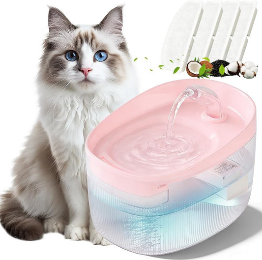Cat Water Fountain, 74oz/2.2L, Automatic Pet Water Fountain Dual Flow Modes