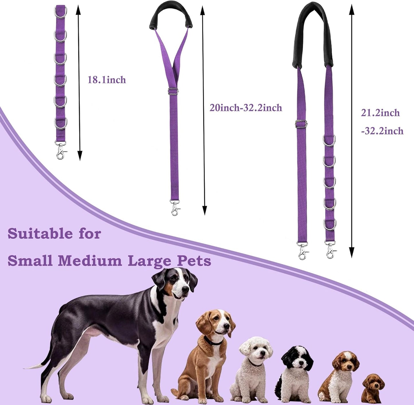 Pet Grooming Loop and Belly Strap for Dogs with Extension Strap, Nylon Restraint Noose Adjustable Slip Rope Dog Grooming Supplies for Dog Grooming Arm and Pet Grooming Table - 3 Pack