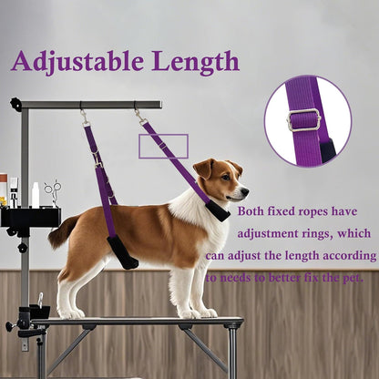 Pet Grooming Loop and Belly Strap for Dogs with Extension Strap, Nylon Restraint Noose Adjustable Slip Rope Dog Grooming Supplies for Dog Grooming Arm and Pet Grooming Table - 3 Pack