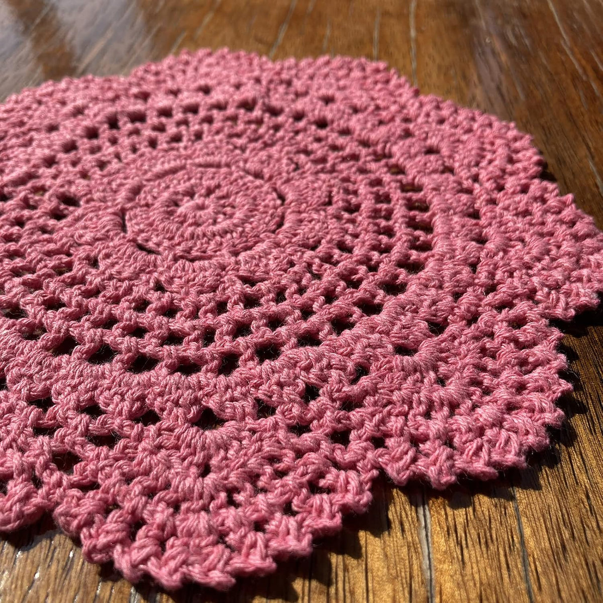 Round Crochet Lace Doily Floral Design Fabric Coasters Doilies Value Pack, 4pcs/Set Pink Lace Doilies
