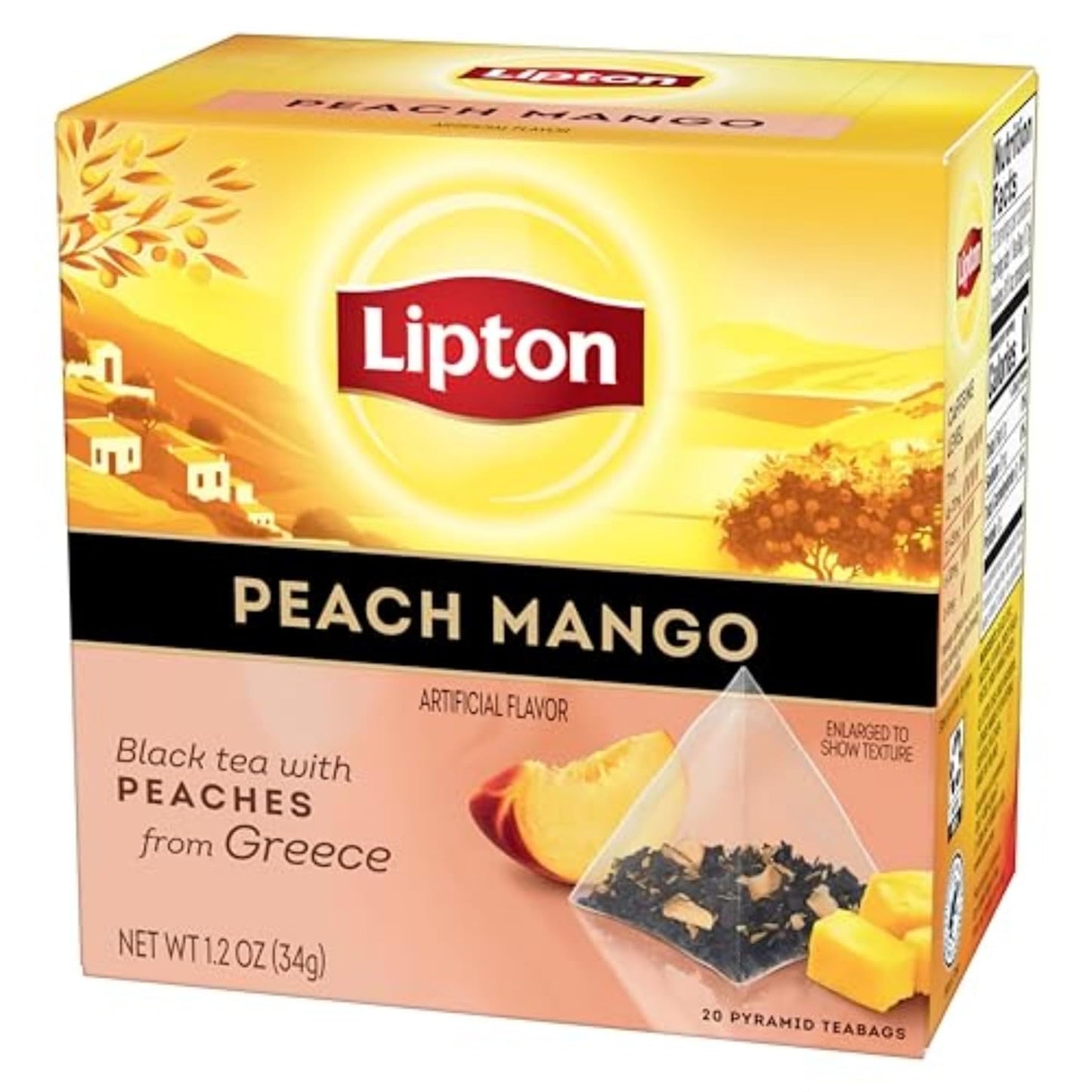 Black Tea Peach Mango, Pyramid Tea Bags, Flavored Teabags for a Refreshing Cup of Tea, 20 Total Tea Bags