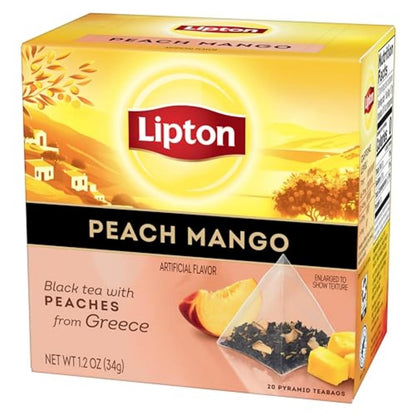 Black Tea Peach Mango, Pyramid Tea Bags, Flavored Teabags for a Refreshing Cup of Tea, 20 Total Tea Bags