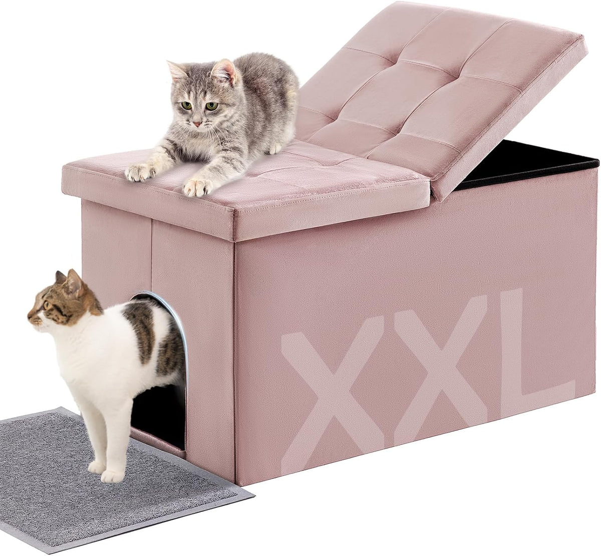 MEEXPAWS Cat Litter Box Enclosure Furniture XXL Velvet Lift Design Lid