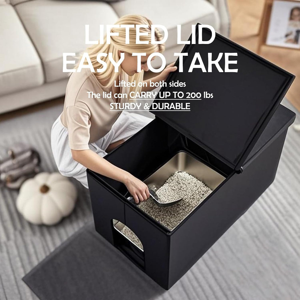 MEEXPAWS Cat Litter Box Enclosure Furniture XXL Velvet Lift Design Lid