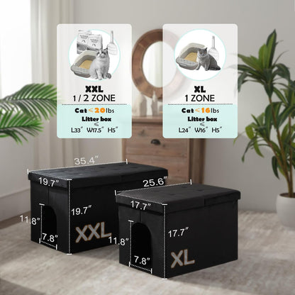 MEEXPAWS Cat Litter Box Enclosure Furniture XXL Velvet Lift Design Lid