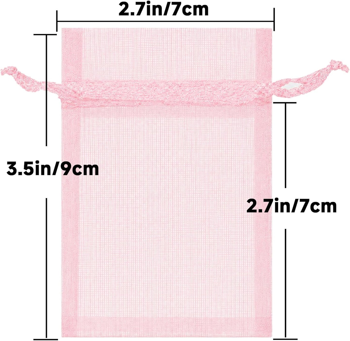 50Pcs Blush Pink Organza Bags – 2.7x3.5 In Sheer Drawstring Mesh Pouch, Small Jewelry Organza Gift Pouch for Wedding Favor, DIY Craft, Small Business, Candy,Bags