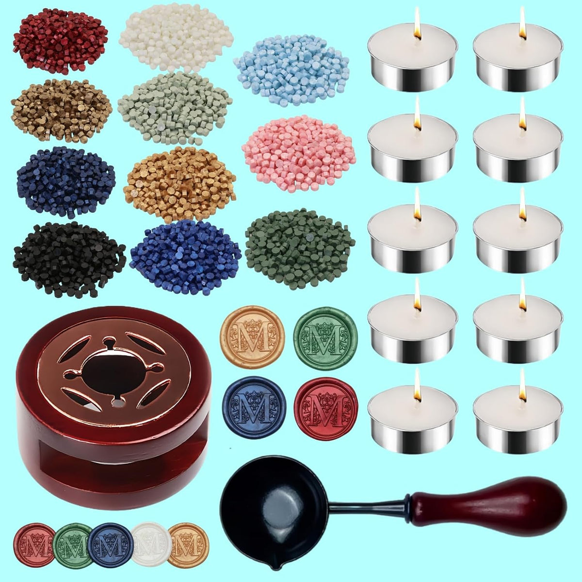 Wax Seal Warmer, 400pcs Pearl Pink Sealing Wax Beads Kit with Warmer, Non-Slip Spoon, Candles for Envelopes, Stamp Letter Seal,Wedding Invitations (Pearl Pink)