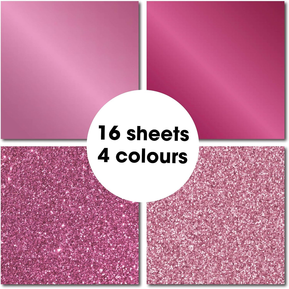 36 Sheets 12x12 Pink Cardstock Paper Pack - 220gsm Solid Glitter Shimmer, 9 Designs Scrapbook Decorative Paper for Card Making, Scrapbooking Supplies, Spring Crafts