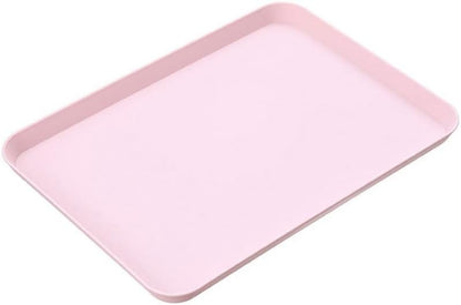 Rectangular Serving Tray For Breakfast And Snacks, Multi-Purpose ABS Plastic Food Platter With Raised Edges For Home, Restaurant, Cafe Use, Easy To Clean Dish For Tea Sets And Drinks, 21X29.5cm(pink)