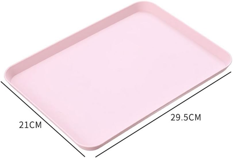Rectangular Serving Tray For Breakfast And Snacks, Multi-Purpose ABS Plastic Food Platter With Raised Edges For Home, Restaurant, Cafe Use, Easy To Clean Dish For Tea Sets And Drinks, 21X29.5cm(pink)