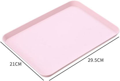 Rectangular Serving Tray For Breakfast And Snacks, Multi-Purpose ABS Plastic Food Platter With Raised Edges For Home, Restaurant, Cafe Use, Easy To Clean Dish For Tea Sets And Drinks, 21X29.5cm(pink)