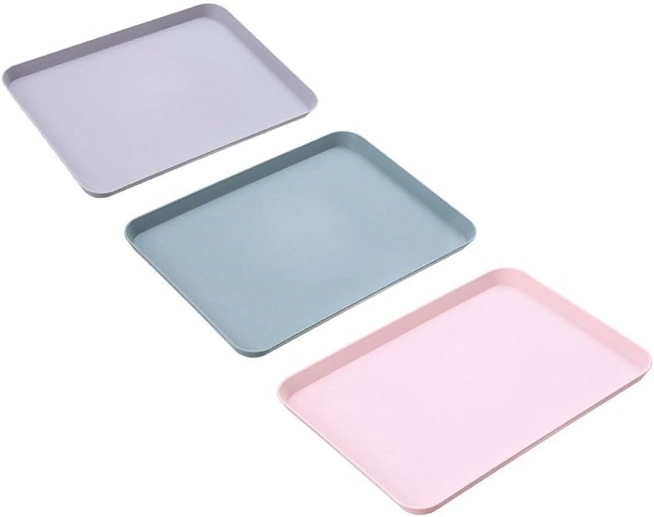 Rectangular Serving Tray For Breakfast And Snacks, Multi-Purpose ABS Plastic Food Platter With Raised Edges For Home, Restaurant, Cafe Use, Easy To Clean Dish For Tea Sets And Drinks, 21X29.5cm(pink)