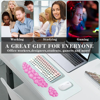 Gel Cloud Keyboard and Mouse Wrist Rest, Cute Wrist Support and Arm Support Keyboard Rest for Keyboard and Mouse Typing Pain Relief，Suitable for Office/Computer/Laptop/Gaming (Pink)