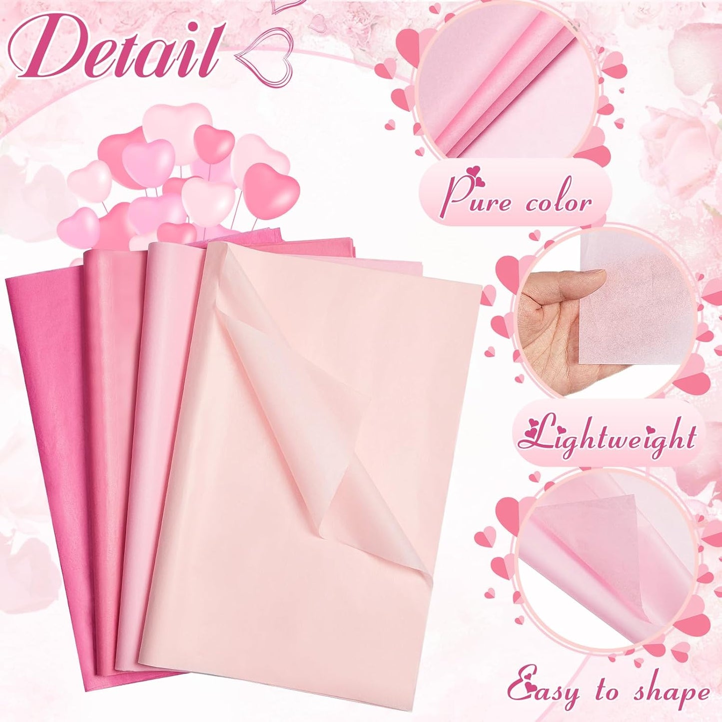 500 Sheets Pink Tissue Paper Bulk for Gift Bags 20 x 30 Inch Acid Free Wrapping Paper Sheets for Wedding, Bridal Shower, Bachelorette Party, Flower Packaging, DIY Crafts, Party Decorations