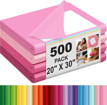 500 Sheets Pink Tissue Paper Bulk for Gift Bags 20 x 30 Inch Acid Free Wrapping Paper Sheets for Wedding, Bridal Shower, Bachelorette Party, Flower Packaging, DIY Crafts, Party Decorations