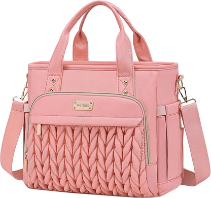 Insulated Lunch Bag for Women,Leak Proof Lunch Box for Work,Extra Large Lunch Tote Bag With Removable Shoulder Strap with Side Pockets,Reusable Lunch Bag For Picnic Hiking (Pink-02)
