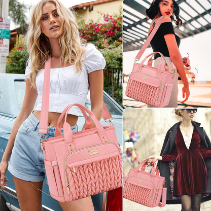 Insulated Lunch Bag for Women,Leak Proof Lunch Box for Work,Extra Large Lunch Tote Bag With Removable Shoulder Strap with Side Pockets,Reusable Lunch Bag For Picnic Hiking (Pink-02)