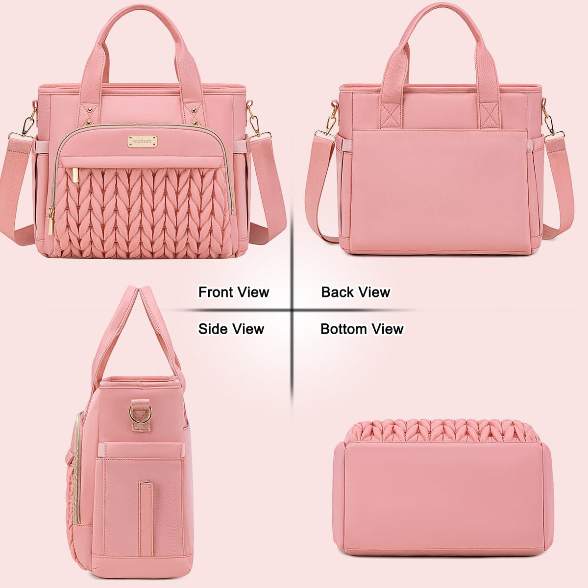 Insulated Lunch Bag for Women,Leak Proof Lunch Box for Work,Extra Large Lunch Tote Bag With Removable Shoulder Strap with Side Pockets,Reusable Lunch Bag For Picnic Hiking (Pink-02)
