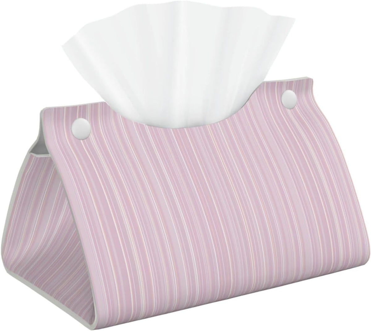 Pastel Light Pink Thin Stripes Pattern Tissue Box Cover Rectangle Pu Leather Tissue Box Holder for Car Bathroom Bedroom Desk Tabletop Decor