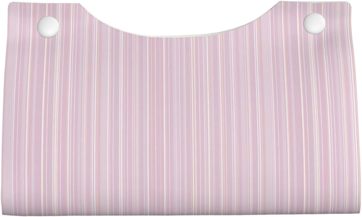 Pastel Light Pink Thin Stripes Pattern Tissue Box Cover Rectangle Pu Leather Tissue Box Holder for Car Bathroom Bedroom Desk Tabletop Decor