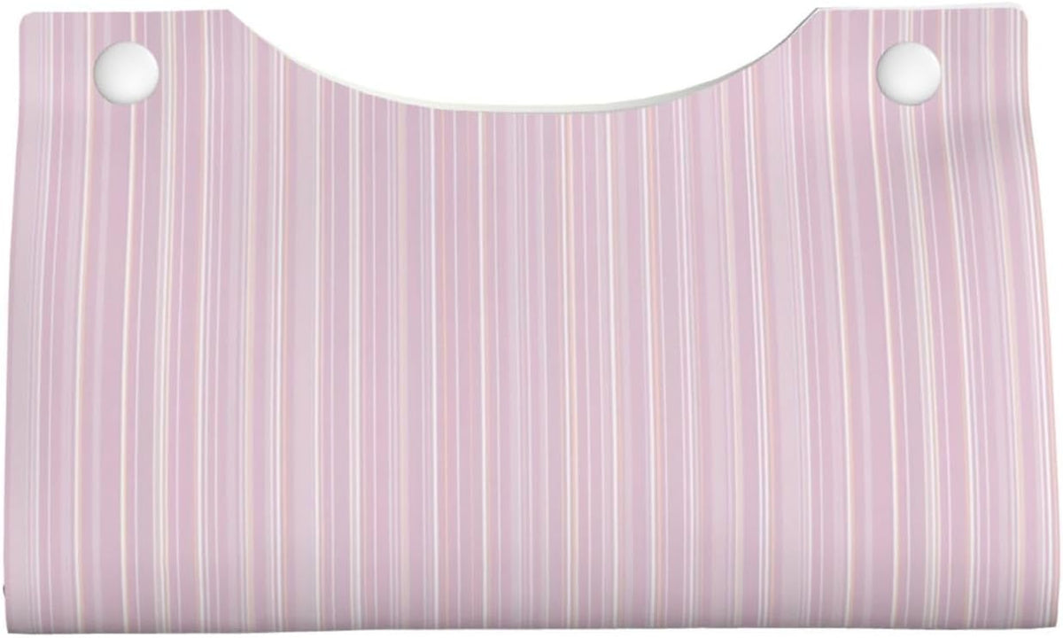 Pastel Light Pink Thin Stripes Pattern Tissue Box Cover Rectangle Pu Leather Tissue Box Holder for Car Bathroom Bedroom Desk Tabletop Decor