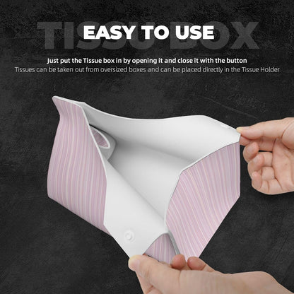 Pastel Light Pink Thin Stripes Pattern Tissue Box Cover Rectangle Pu Leather Tissue Box Holder for Car Bathroom Bedroom Desk Tabletop Decor