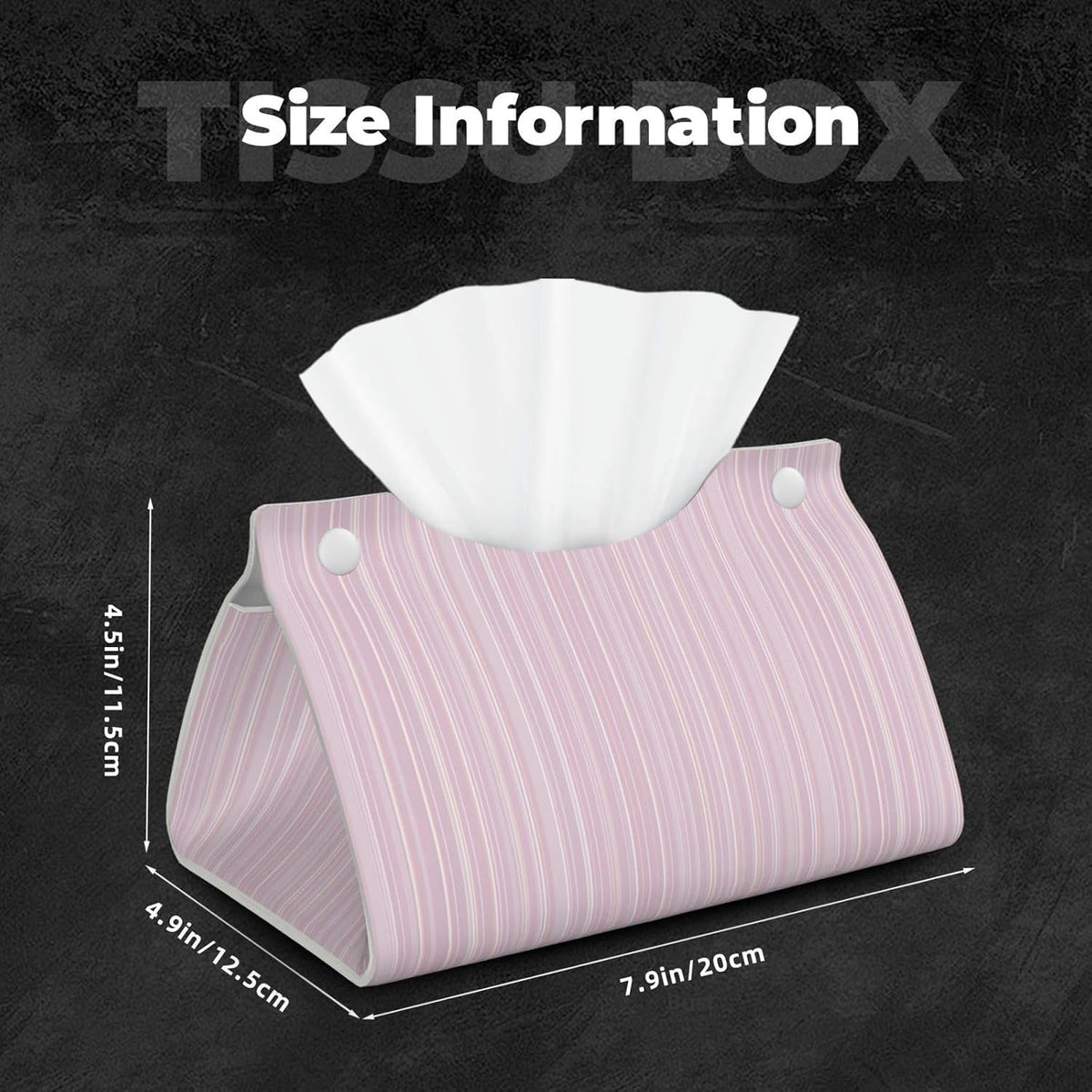 Pastel Light Pink Thin Stripes Pattern Tissue Box Cover Rectangle Pu Leather Tissue Box Holder for Car Bathroom Bedroom Desk Tabletop Decor