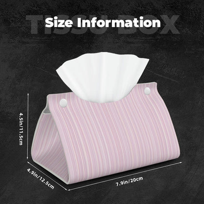Pastel Light Pink Thin Stripes Pattern Tissue Box Cover Rectangle Pu Leather Tissue Box Holder for Car Bathroom Bedroom Desk Tabletop Decor