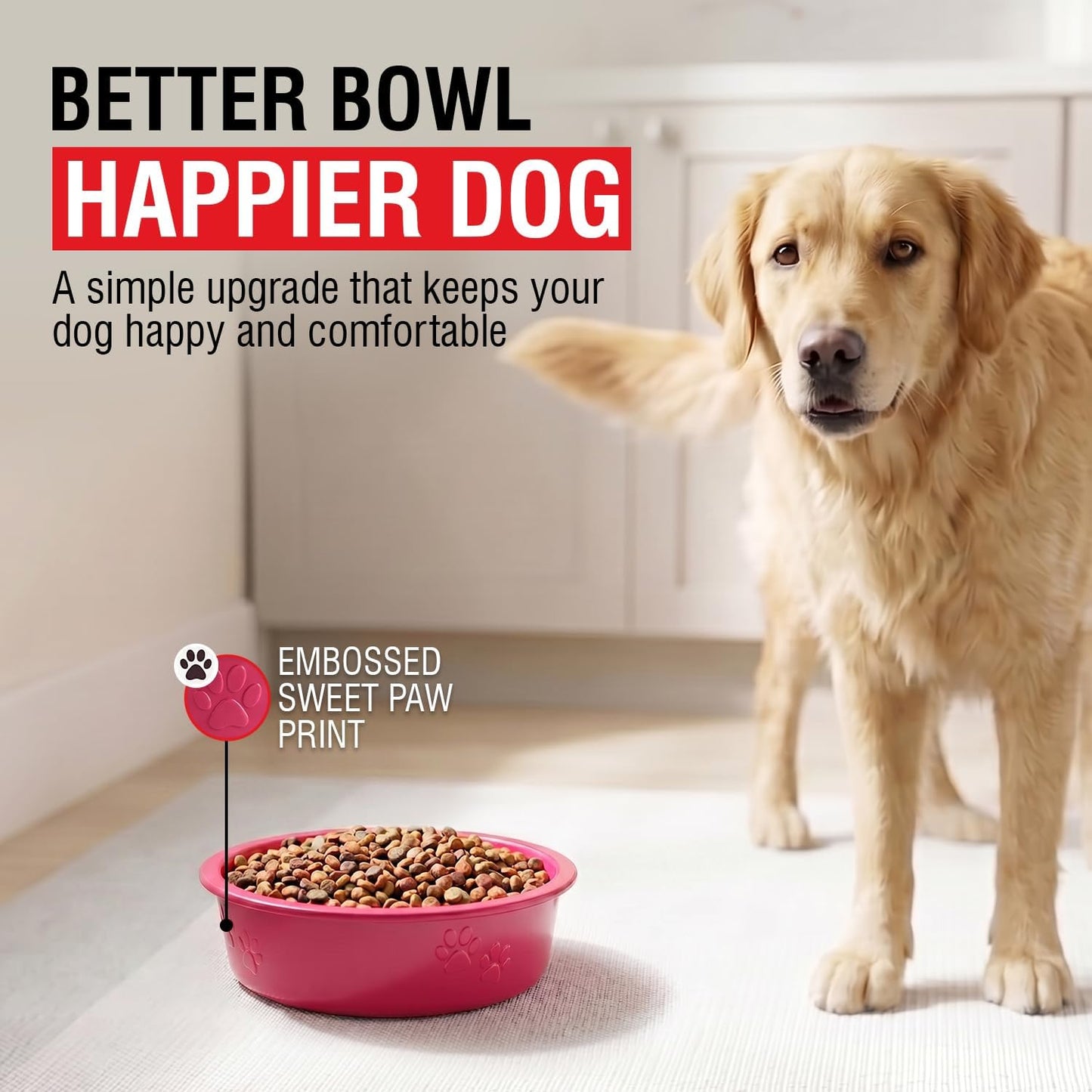 Loving Pets Dolce Luminoso Dog Bowl, Medium Pink