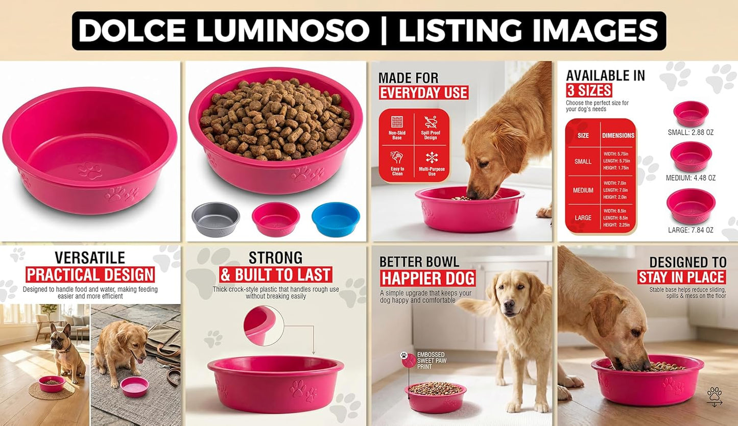 Loving Pets Dolce Luminoso Dog Bowl, Medium Pink