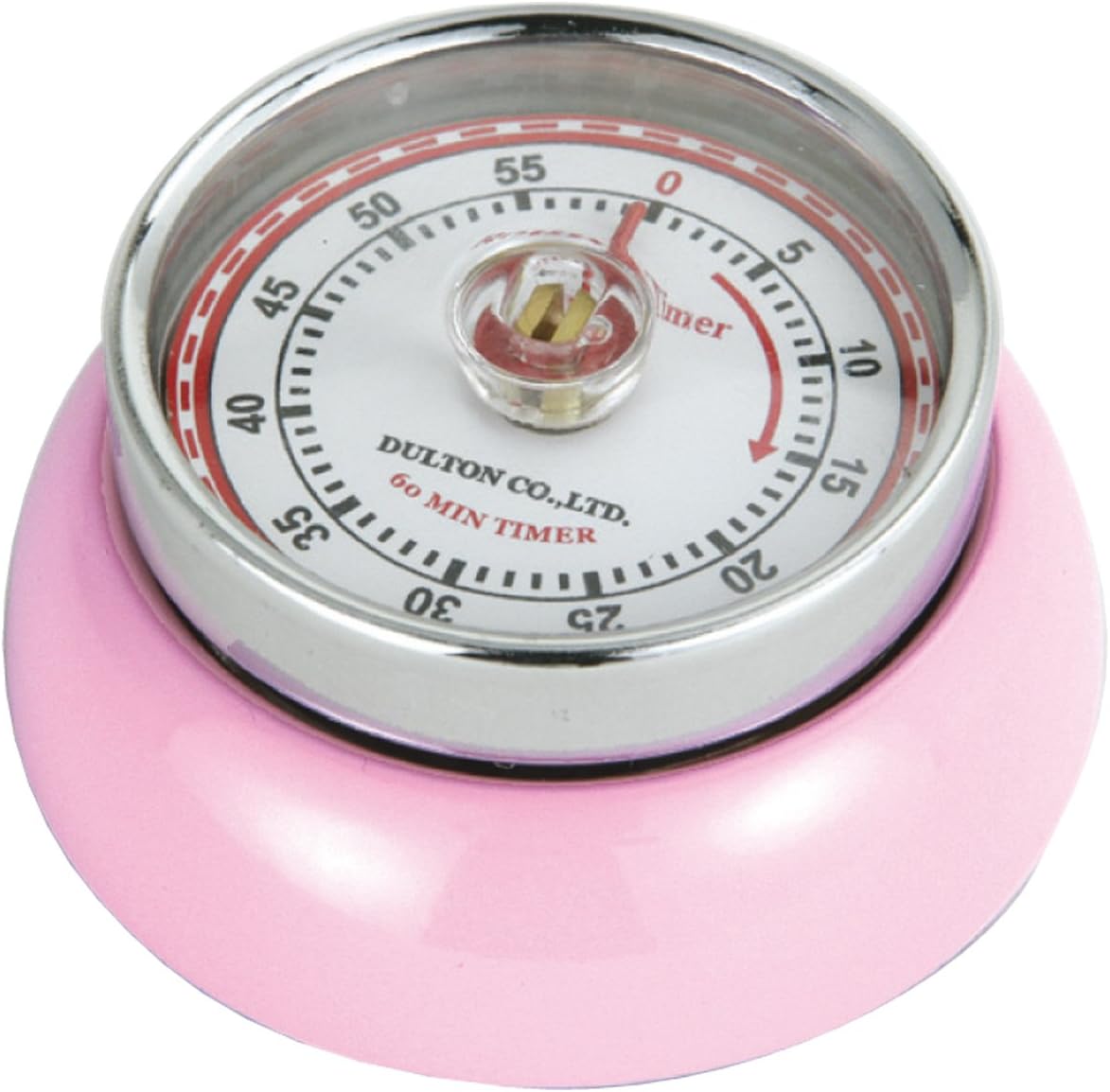 Magnetic Retro Kitchen Timer, Classic Mechanical Cooking Timer (Pink)