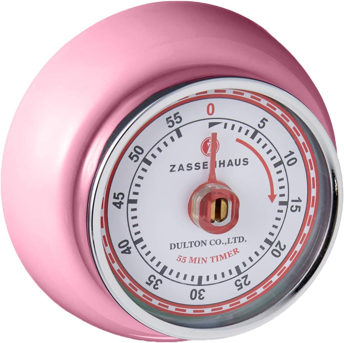 Magnetic Retro Kitchen Timer, Classic Mechanical Cooking Timer (Pink)