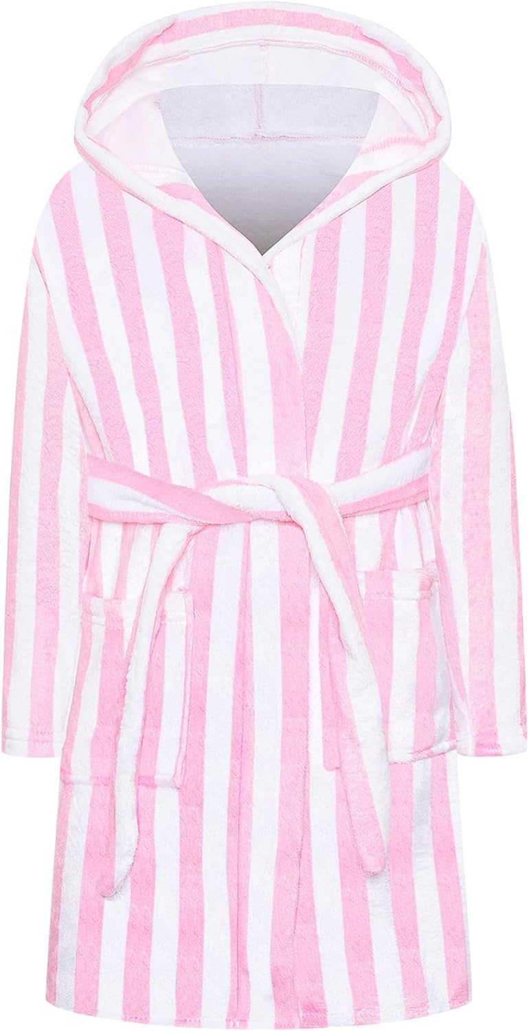 Girls & Women Fleece Hooded Robes, Soft Fuzzy Bathrobe Warm Plush Fluffy Bath Robe for Kids Womens