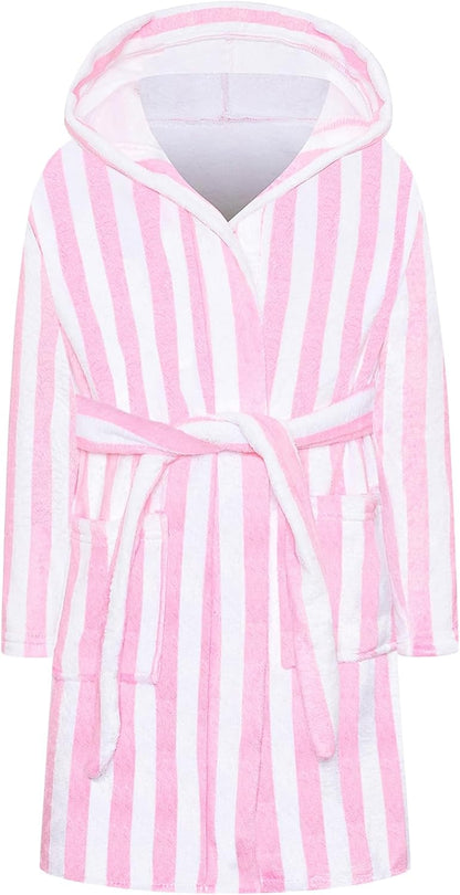 Girls & Women Fleece Hooded Robes, Soft Fuzzy Bathrobe Warm Plush Fluffy Bath Robe for Kids Womens