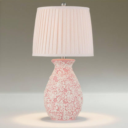 Buttercup 25" High 3-Way Table Lamp Pink White Flowers Ceramic Country