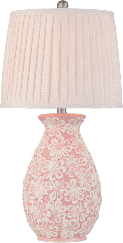 Buttercup 25" High 3-Way Table Lamp Pink White Flowers Ceramic Country