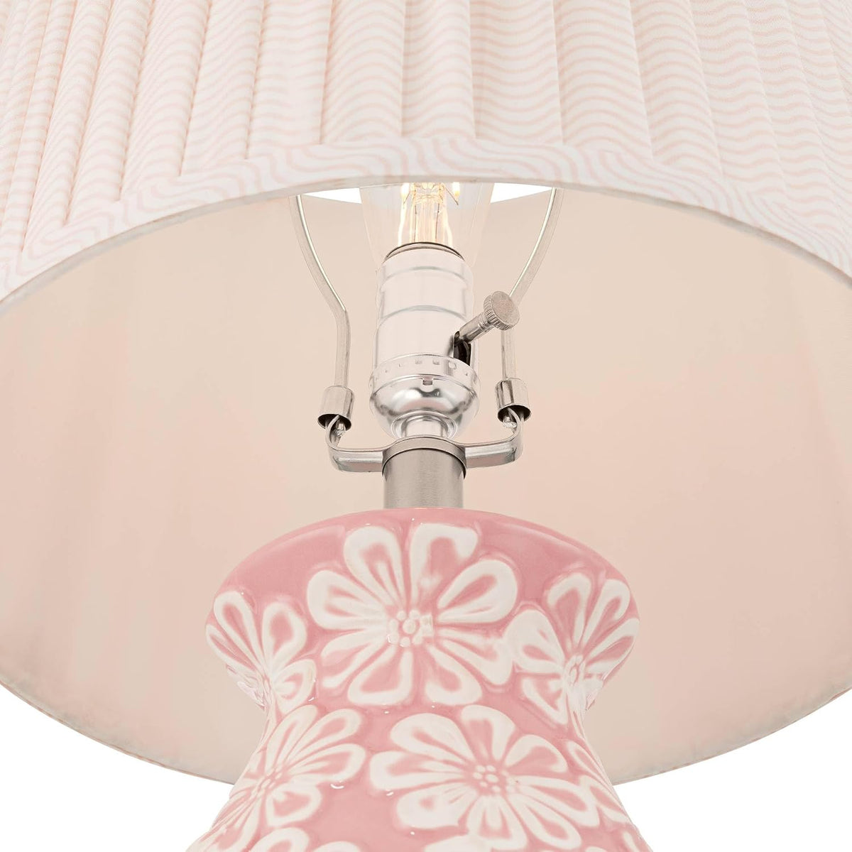 Buttercup 25" High 3-Way Table Lamp Pink White Flowers Ceramic Country