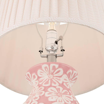 Buttercup 25" High 3-Way Table Lamp Pink White Flowers Ceramic Country