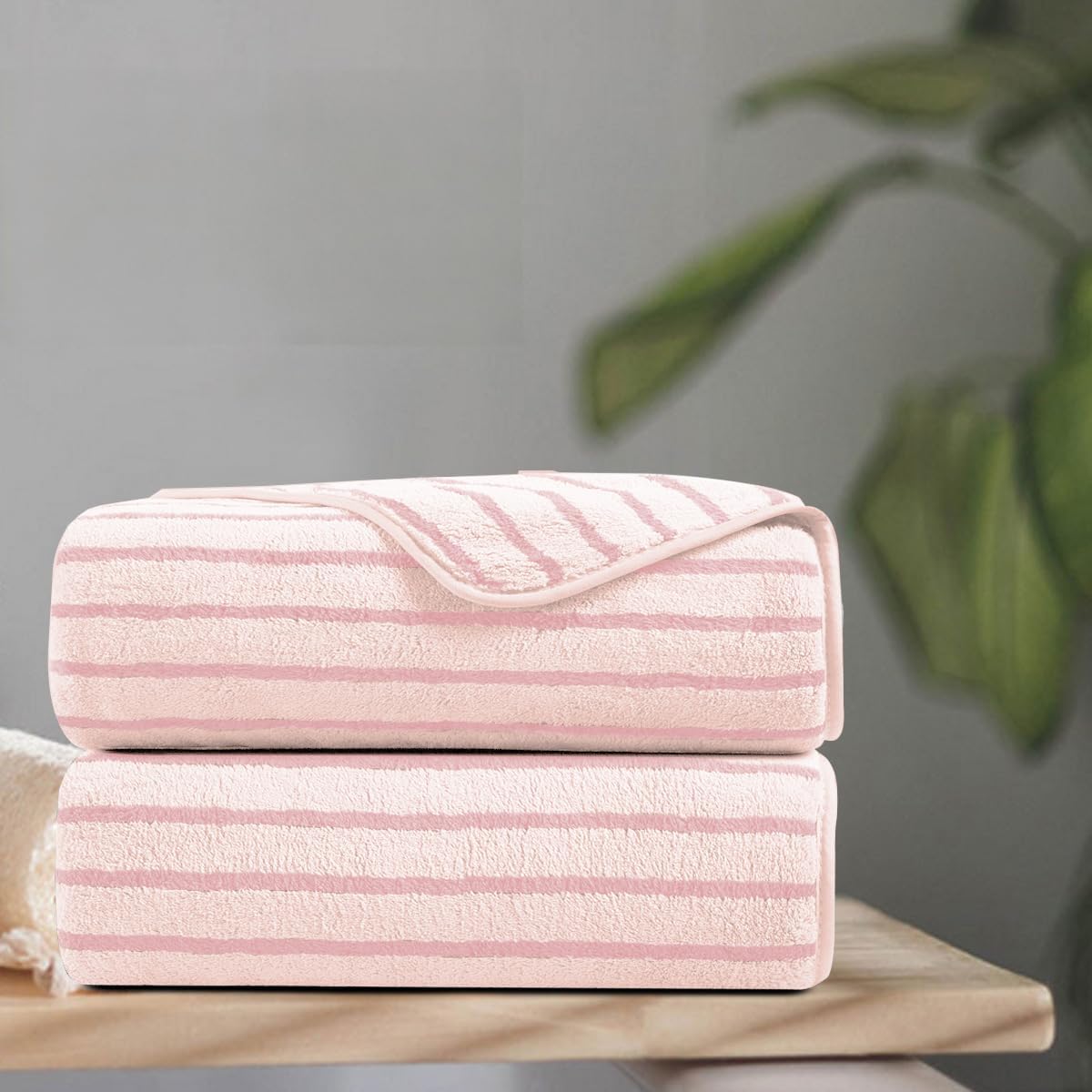 2 Piece Pink Cabana Stripe Hand Towels for Bathroom 16"x31" Ultra Soft Breathable Hand Face Towels Highly Absorbent 600GSM Towels Quick Dry Beach Chair Towel for Spa Gym Hotel Travel Camp