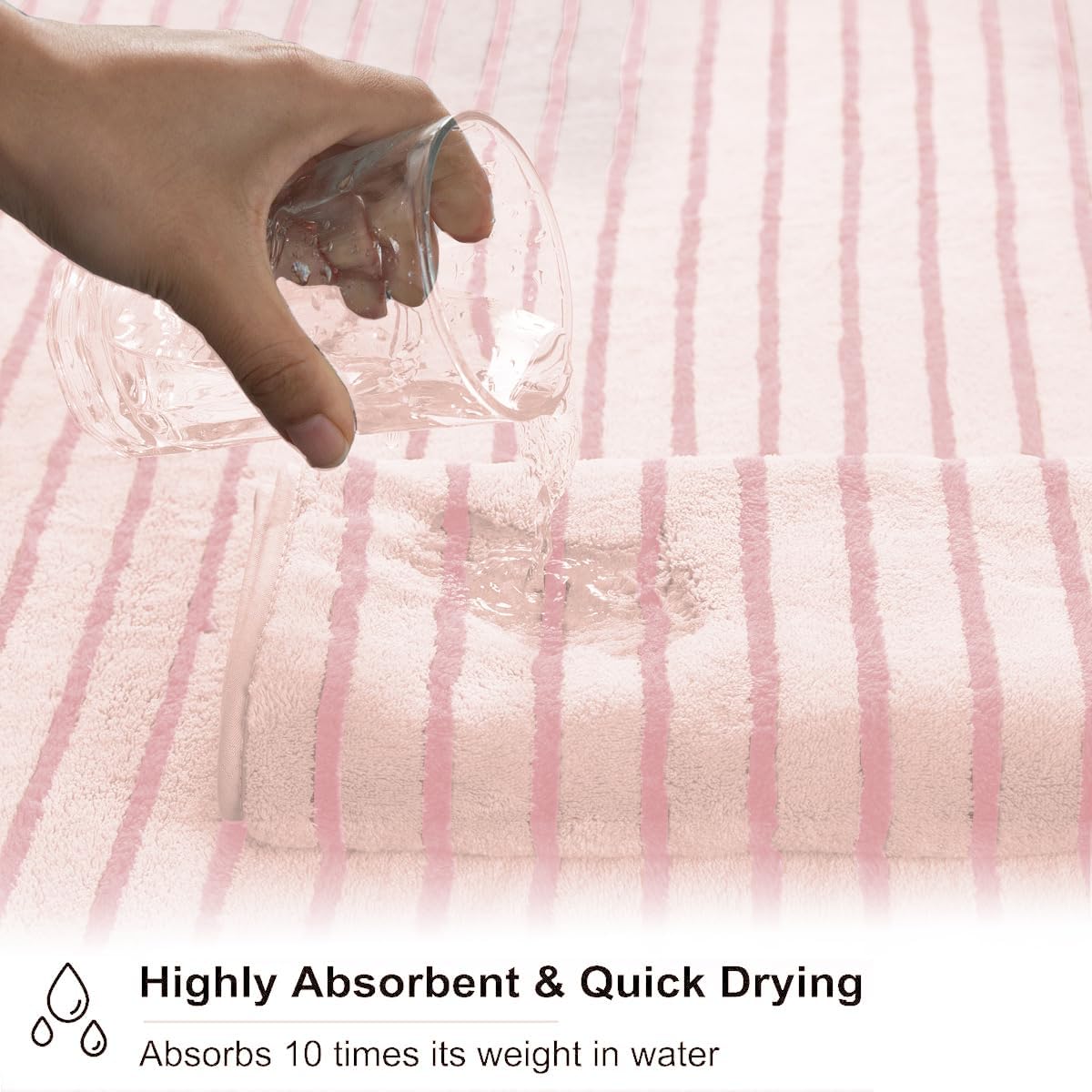 2 Piece Pink Cabana Stripe Hand Towels for Bathroom 16"x31" Ultra Soft Breathable Hand Face Towels Highly Absorbent 600GSM Towels Quick Dry Beach Chair Towel for Spa Gym Hotel Travel Camp