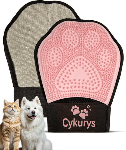 Pet Hair Removal Glove for Dogs & Cats, Double-Sided Grooming Glove