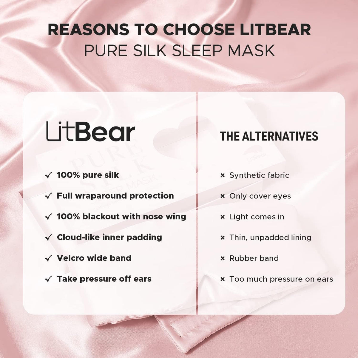 Silk Sleep Mask for Side Sleeper, Eye Mask Sleeping for Women Men